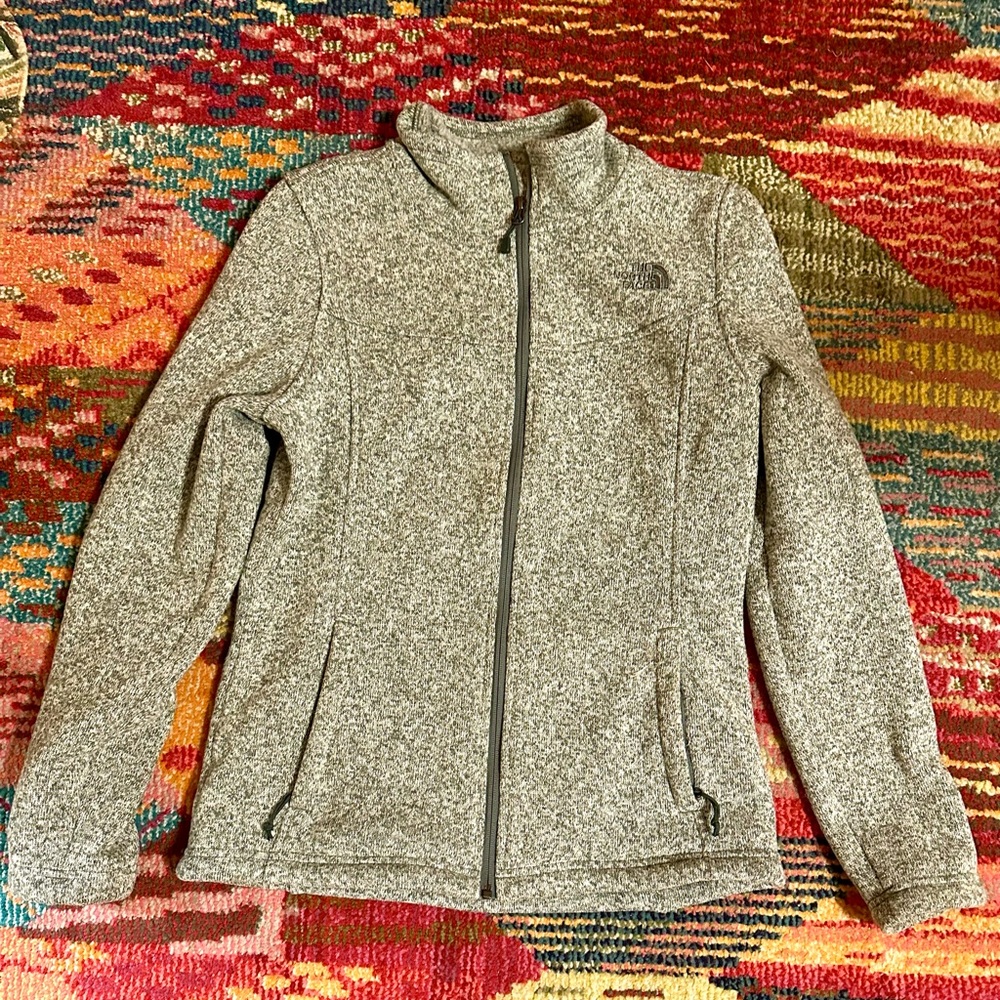 North Face Light Green Heather Fleece Jacket, M